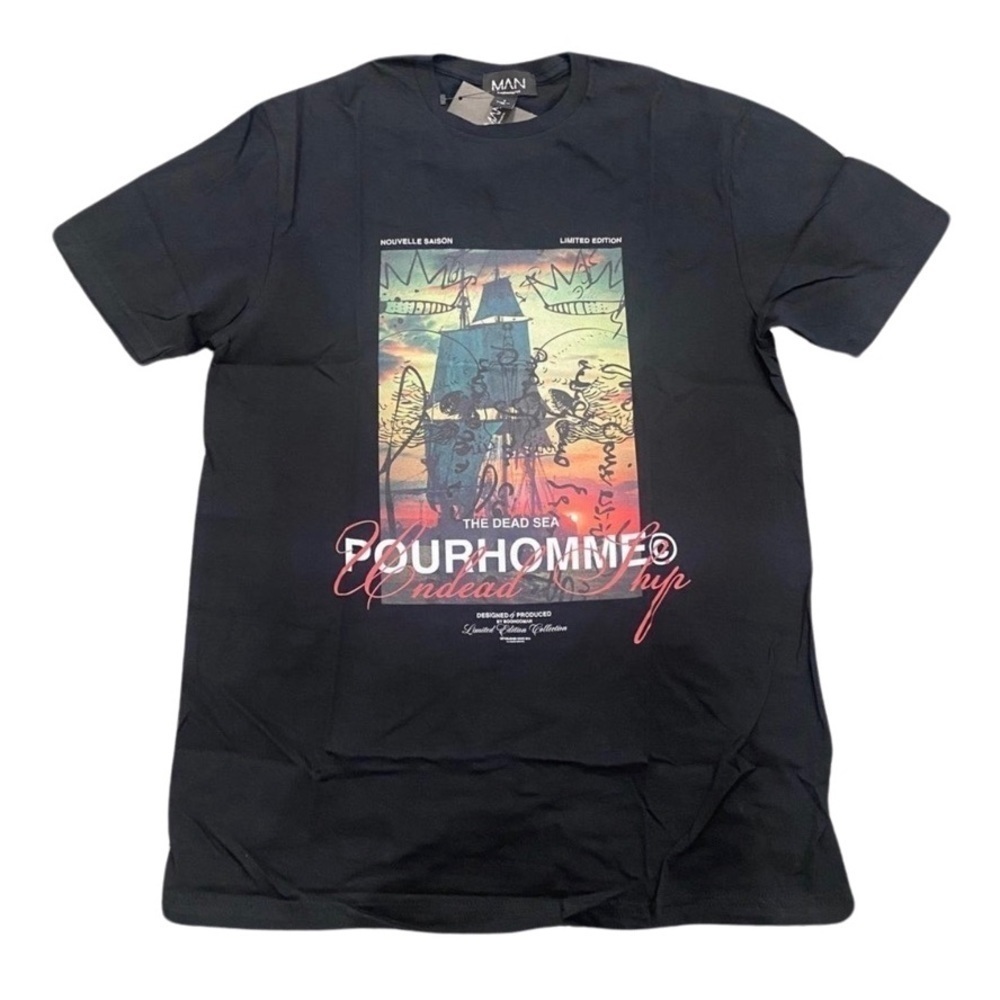 Boohoo Man Graphic T-Shirt in Black, Size S​​​​​​​​​​